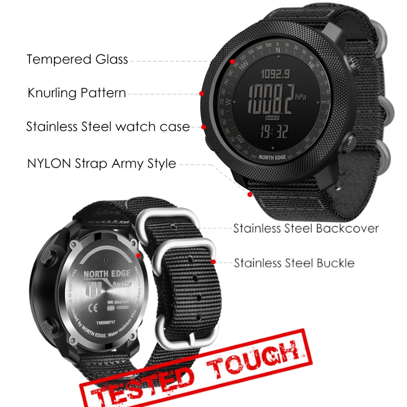 Norden Rand Smart Uhr Männer Sport Wandern Höhenmesser Tachometer Smartwatch Barometer Kompass Fitness Tracker Digitale Wearable