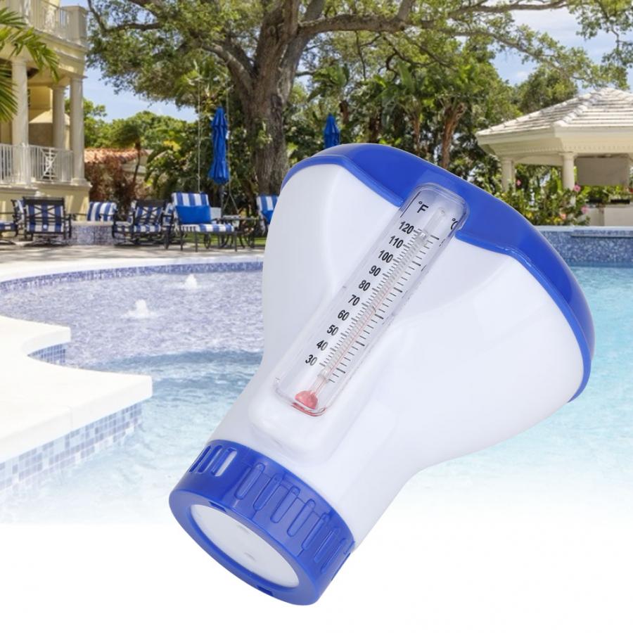 Flydende swimmingpool kemisk klordispenser med termometer tabletholder svømning pool kemisk svømmerbassin