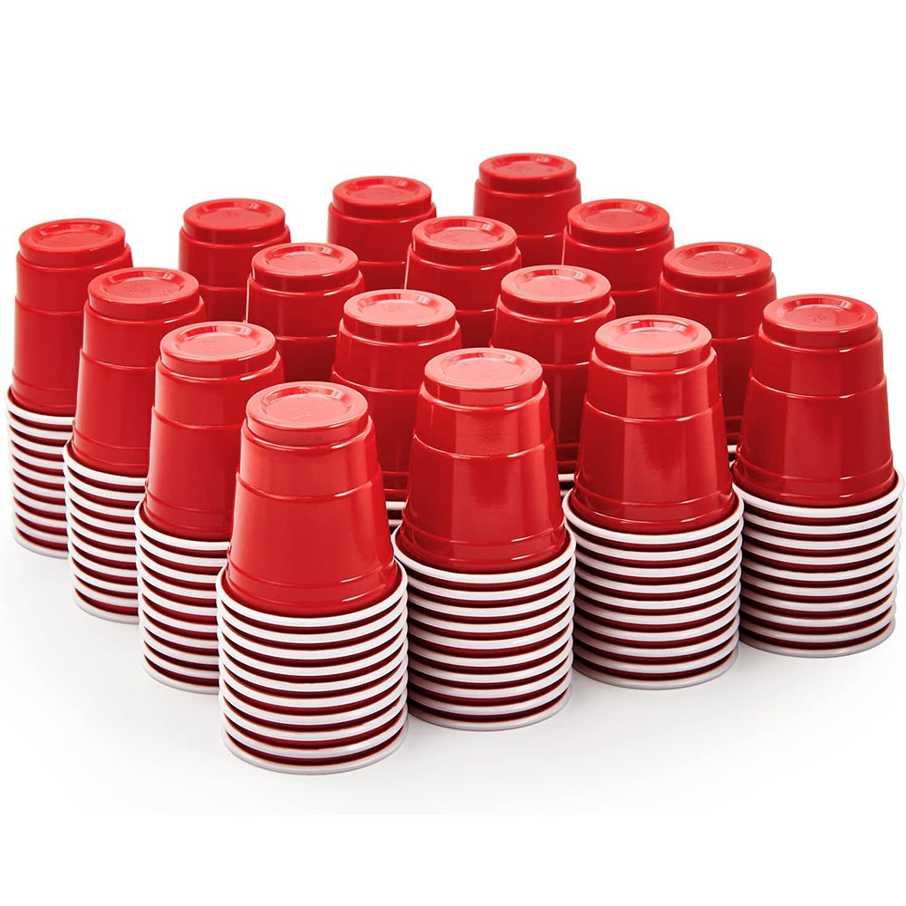 Plastikowe kieliszki robić szotów o pojemności 2 uncji, czerwone jednorazowe kubki robić szotów, mini czerwone kubki robić szotów, kubki imprezowe o pojemności 60 ml na przyjęcie bożonarodzeniowe