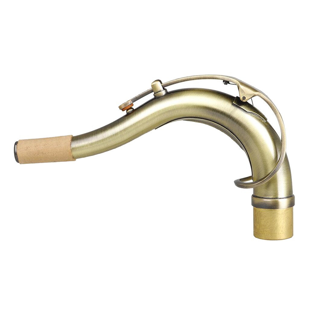 Bb flad saxofon tenorsax hals premium messing materiale guldlak sax erstatte bøjning hals: Bronze