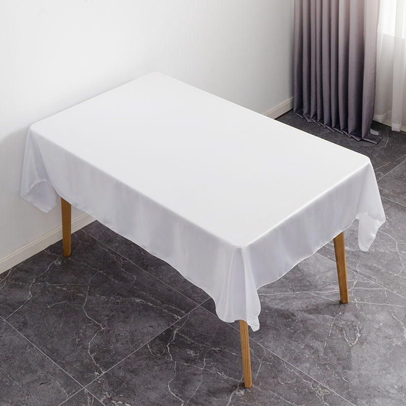 145X275 Bruiloft Tafelkleed Rechthoekig Satijnen Tafelkleed Zwart Overlay Cover Champagne Tafelkleed Feest Diner Decorati: WHITE / 80*120cm