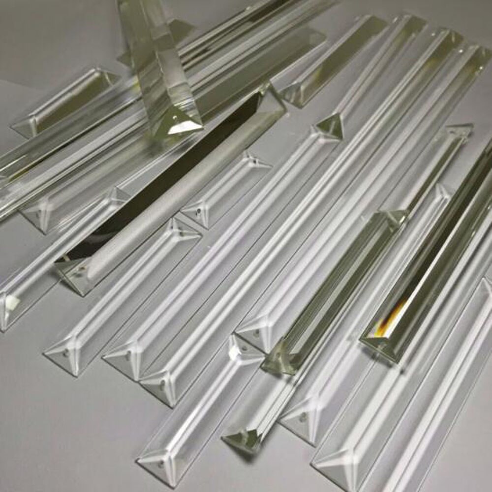 Camal 5pcs 200mm 250mm 300mm 350mm K9 Glass Rectangle Hanging Crystal Chandelier Prism Pendant 1/2 Holes Lighting Lamp Part