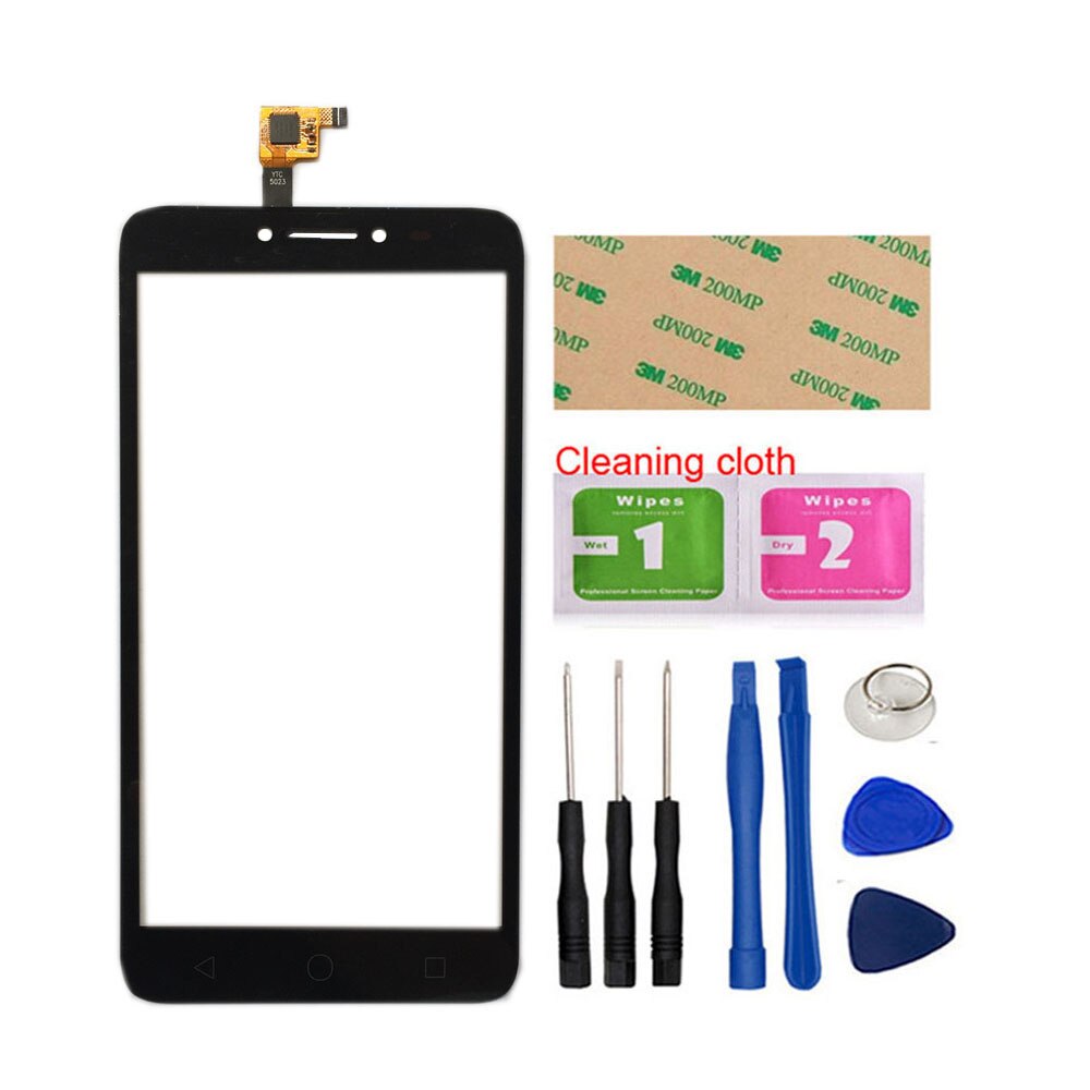 5.5 ''berühren Bildschirm Glas Für Alcatel Pixi 4 Plus Energie OT5023 5023E 5023F 5023 Digitizer Tafel Sensor Werkzeuge 3M Kleber Tücher: Schwarz mit Werkzeug