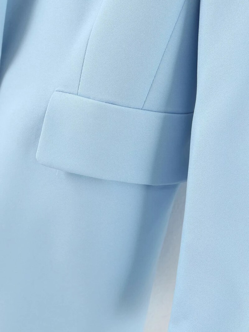 Elegante feminino solto azul blazers 2020 moda senhoras entalhado gola jaqueta ternos casuais feminino manga longa jaquetas meninas chique