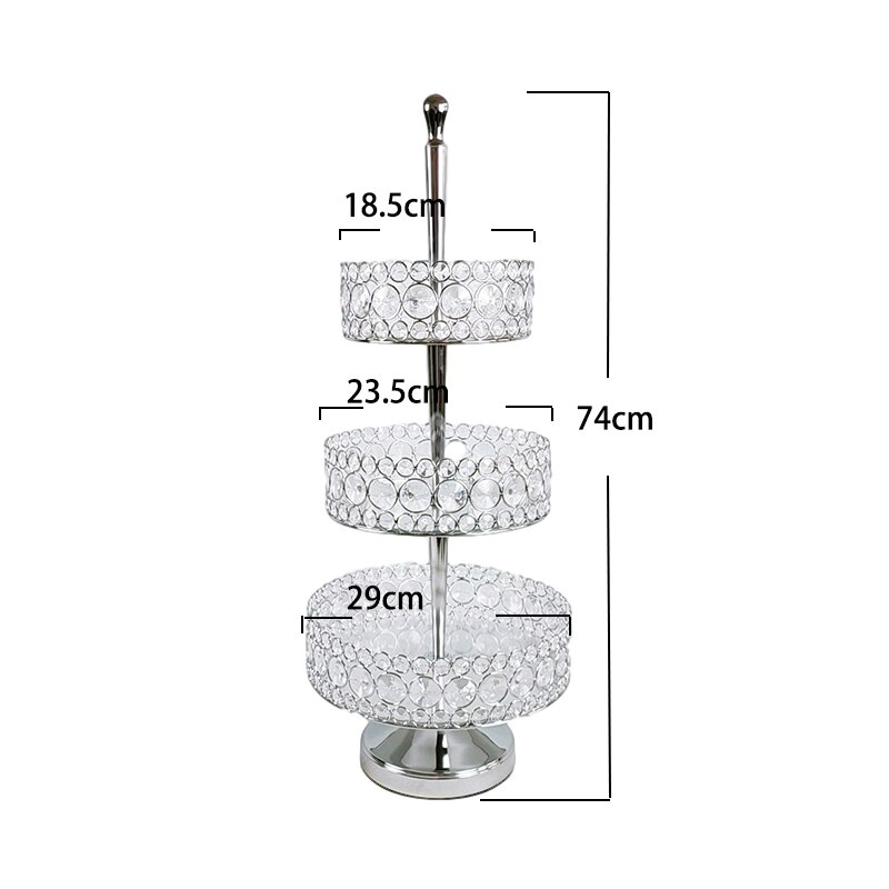 Metal square crystal silver cake stand tall paper cup wedding cake decoration