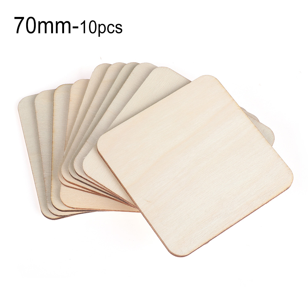 10/50/100 pièces pyrogravure projets jeux Scrapbooking modèle de construction carré non fini pièces en bois Plaque vierge pour bricolage Craft: 70mm-10pcs