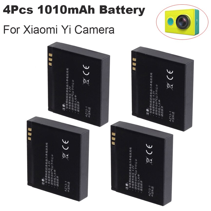 4 Stuks 3.7V 1010 Mah AZ13-1 Oplaadbare Li-Ion Batterij Voor Xiaomi Yi Xiaoyi Sport Actie Camera Dv Vervanging Bateria