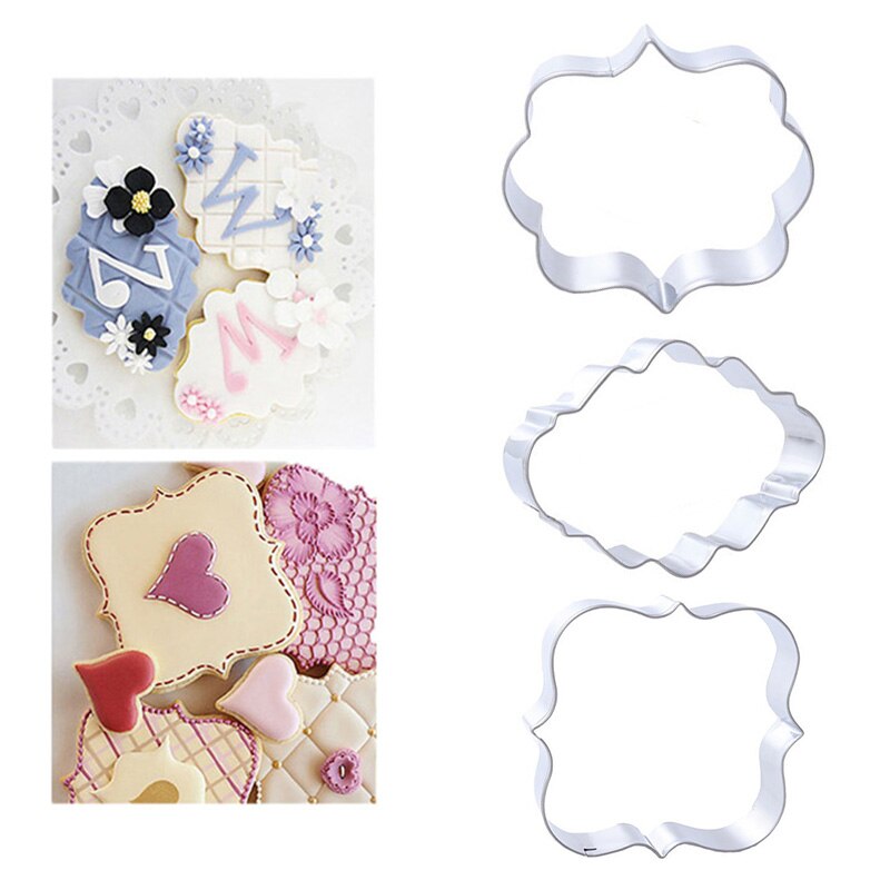 3 stuks Cookie Cutter Set DIY Gebak Fondant mold rvs Suiker ambachtelijke Cakevorm Decorating Frame Snijders: Default Title