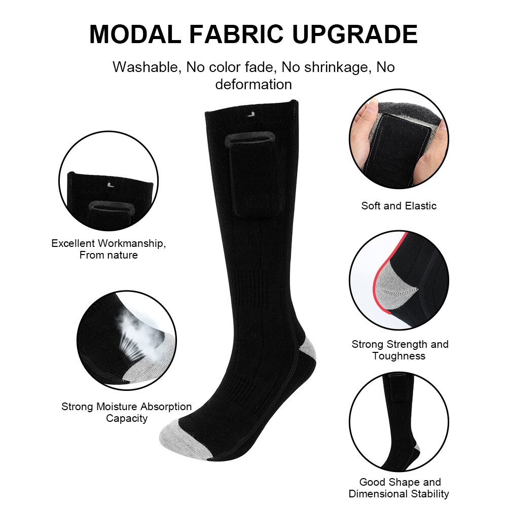 Chaussettes chauffantes thermiques pour hommes et femmes, 1 paire, trois Modes, pour l'hiver, épaisses, Super douces, garde les pieds au