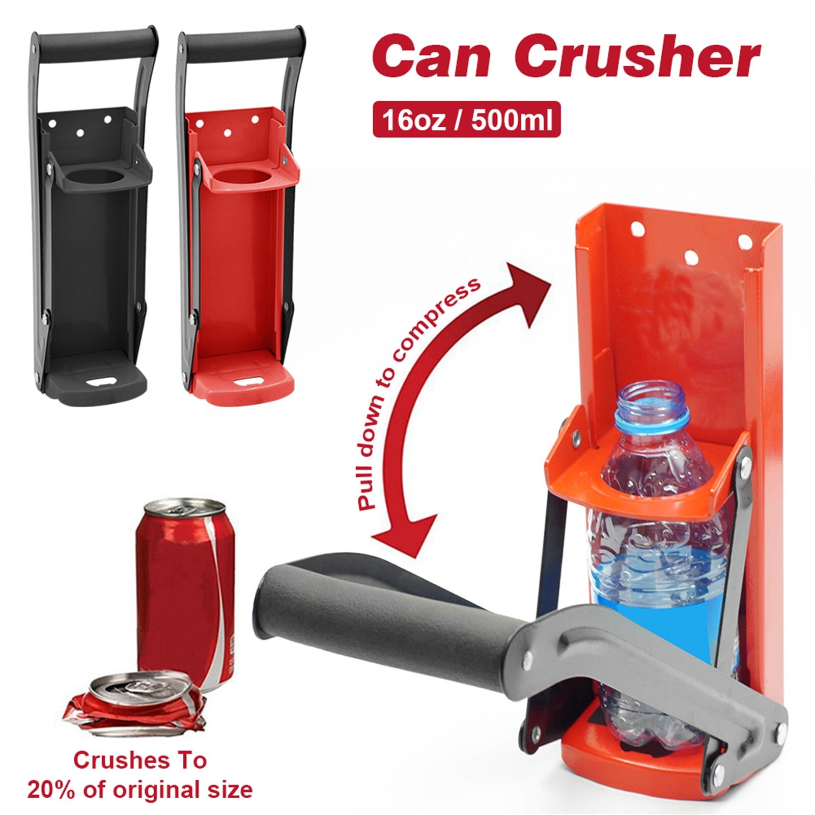 16Oz 500Ml Kan Druk Fles Crusher Metalen Kan Brekers Heavy Duty Flesopener Smasher Keuken Gereedschap Voor Soda bier Blikjes Flessen