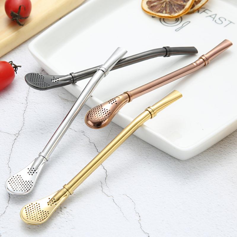 Spoon Tea Filter Yerba Mate Tea Straws Stainless Steel Drinking Straw Bombilla Gourd Reusable Tea Tools Wash Bar Accessories