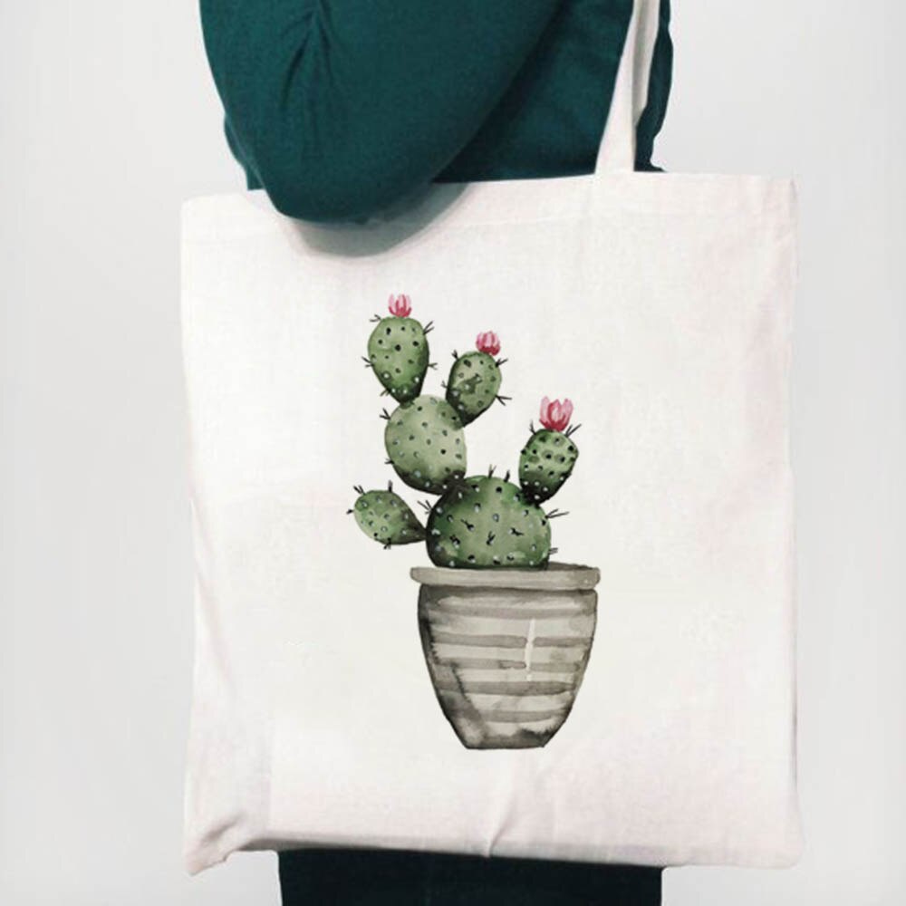 Kan ikke røre ved denne kaktus tegning udskrivning genanvendelig shopping lærred tote taske kvinde shopper studerende bog tasker kvinder taske: B1655- spsk. m