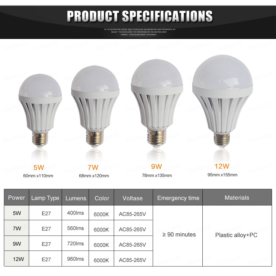 LED Smart Bulb E27 5w 7W 9W Led Emergency Light 85-265v Rechargeable Battery Lighting Lamp for Outdoor Lighting Bombillas