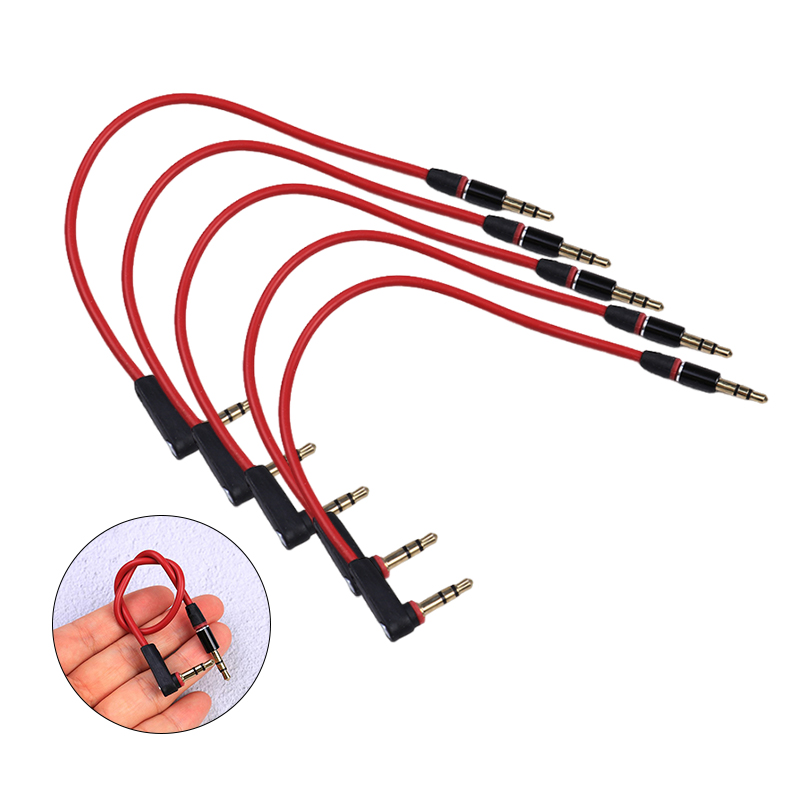 1/2/3/5pcs 3.5mm Short 20cm Jack To Jack Aux Cable Male To Male Stereo Audio Cables Cord 90 Degree: Lavender