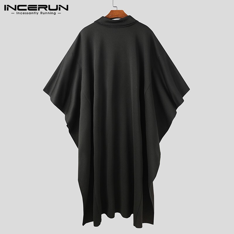 Män oregelbundna kappor rockar långärmad revers poncho chic lös enfärgad streetwear cape herr trench s -5xl incerun