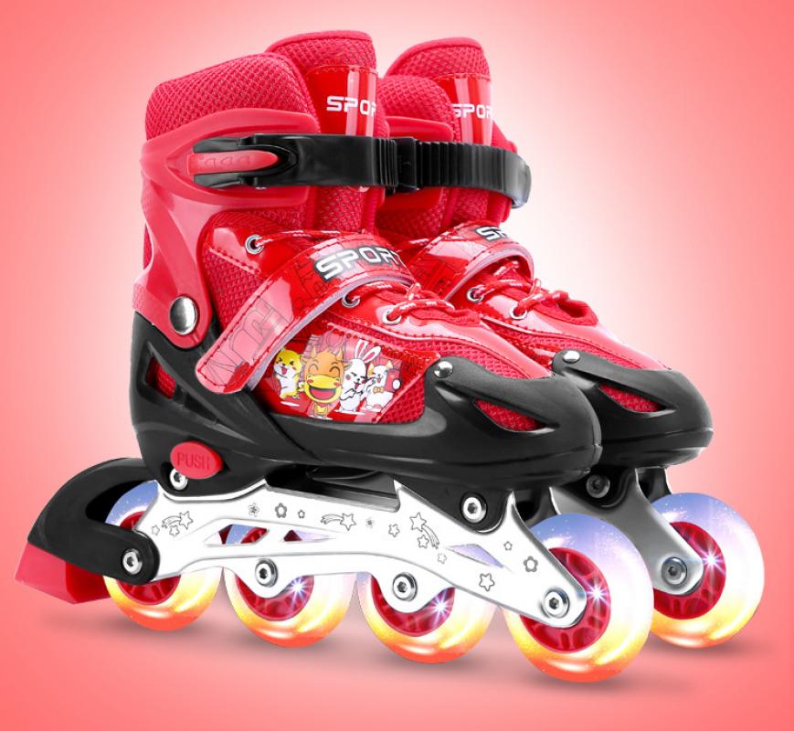 Patines ajustables de 4 ruedas para niños y niñas, patines en línea de PVC para principiantes, de Año ,: red / m