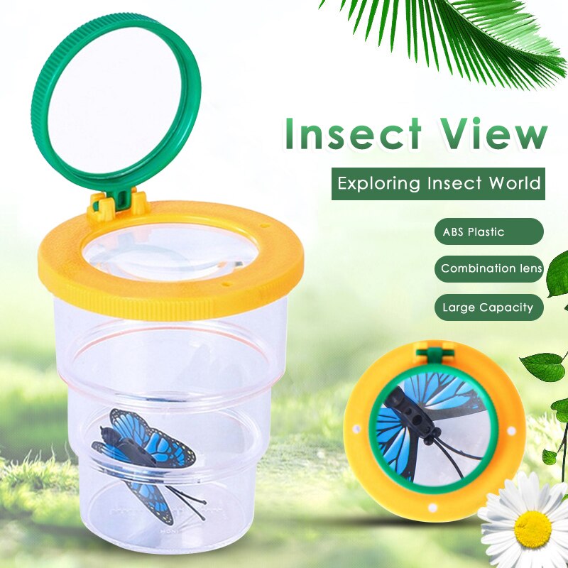 2 Colors Student Multi-function Insect Box 8X Magnifier Magnifying Glass Tri-fold Small Animal Butterfly Observer Science Loupe