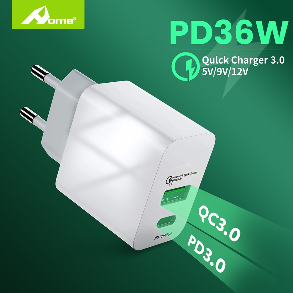 Usb Pd Charger Voor Iphone Ipad Lader Met Stekker Usb C Lader Blok Pd 3.0 36W 9V 3A Mobiele Telefoon Snel Opladen Cargador