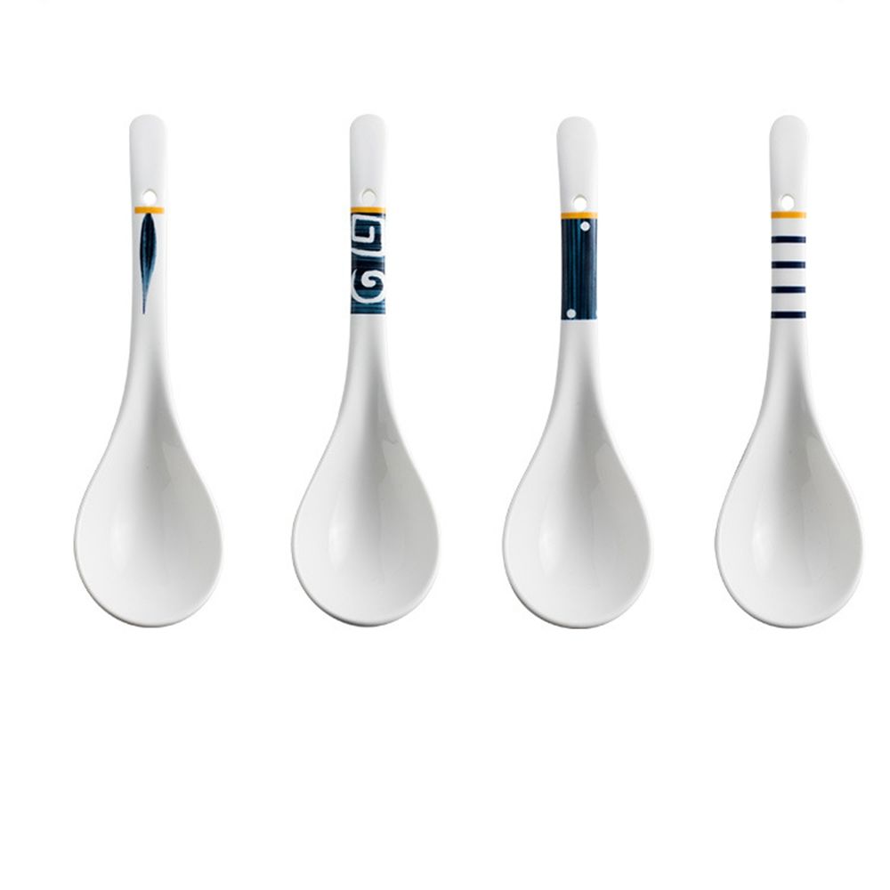Japanese Style Ceramic Ramen Spoons Tableware For Serving Kitchen Utensils Porcelain Soup Ladle Dinnerware Tea Dessert Big Spoon