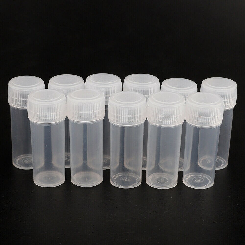 Laboratory Chemistry Plastic Test Tubes Vials Seal Caps Pack Container For Office School Chemistry Supplies 10PCS * 5ml lab: 10pcs 5ml