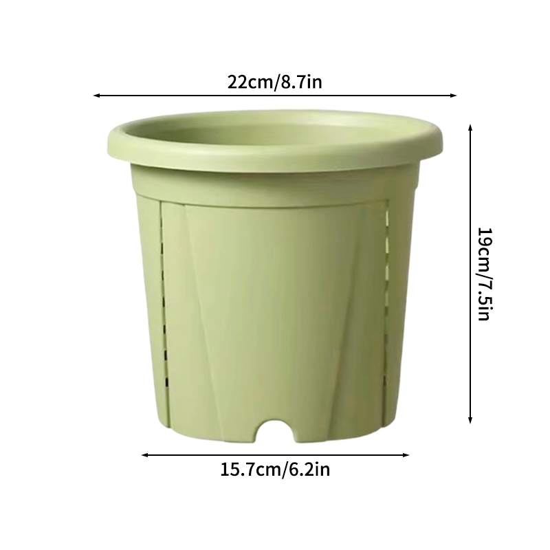 Plastic Green Plant Flower Pot Thickened Resin Gallon Pot Balcony Planting Flower Pot Root Control Breathable Seedling Planters: light green