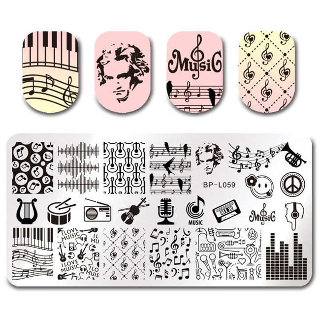 Né joli été fruits ongles estampage modèle fleur jus boissons ligne laisser modèle bricolage Nail Art Image plaques: BP-L059