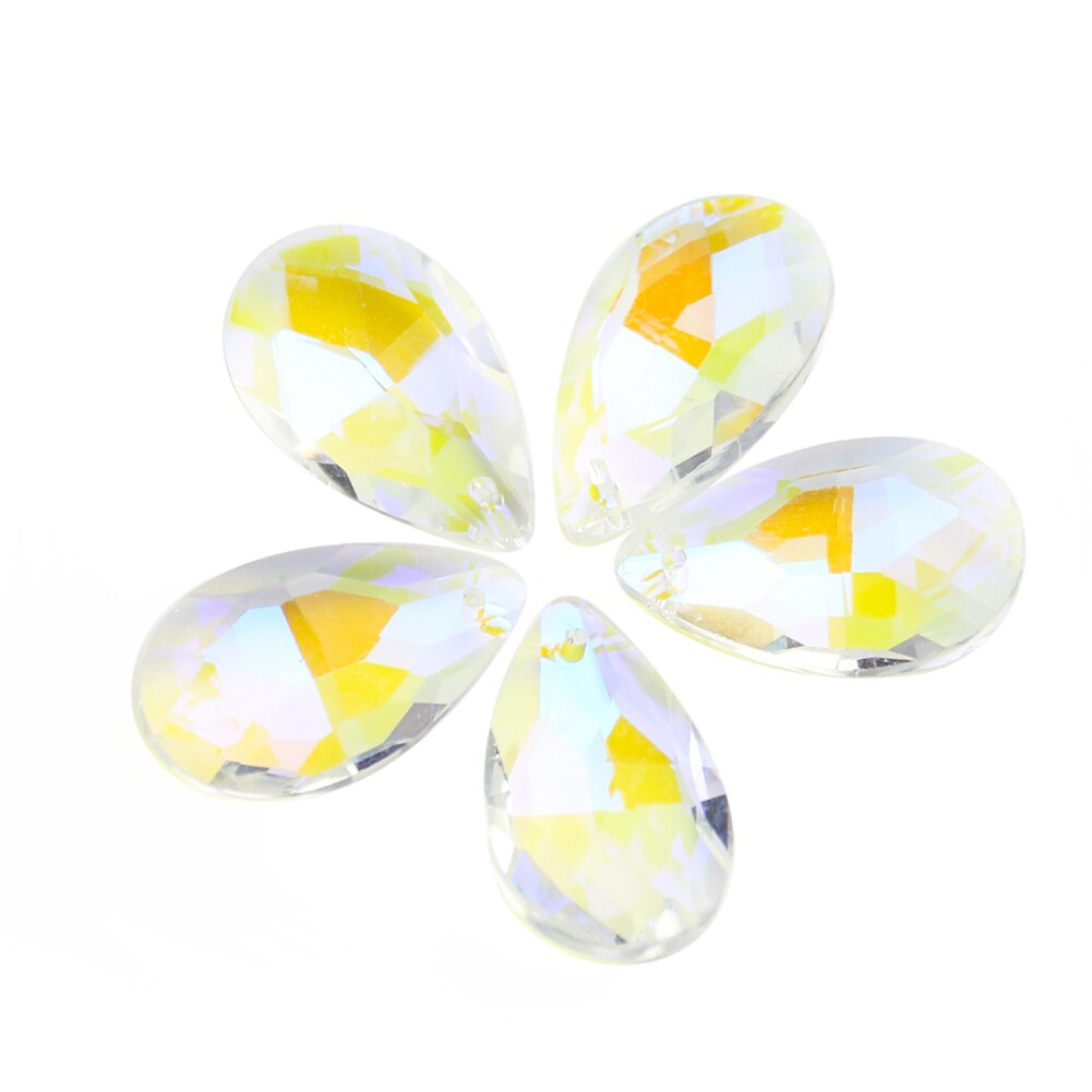 5Stck 28mm Waterdrop Kronleuchter Kristalle für Niedrige Decke Prismen Sonne Fänger Facettierte Glas Perle Vorhang Anhänger DIY Schmuck, der: AB Farbe