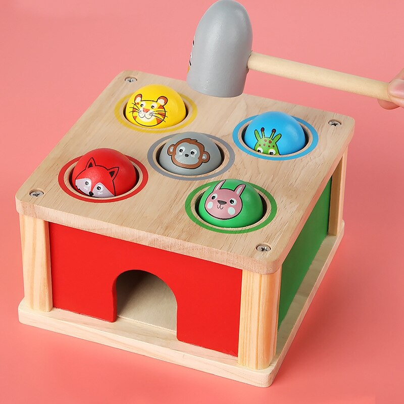 Kleurrijke Houten Hamer Speelgoed Educatief Stampende Bench Beat Speelgoed Playset Smack Dier Klop Playset Speelgoed Houten Hamer Speelgoed