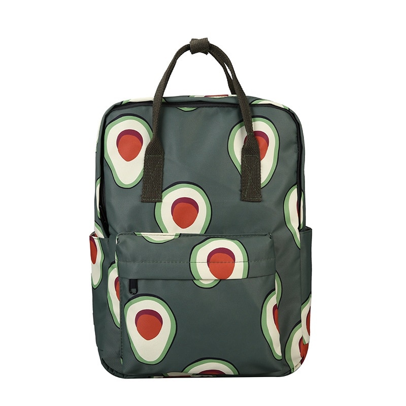 Koreaanse Avocado Groen Nylon Rugzak Leuke Fruit Print Tote Rugzak Vrouwen Grote School Rugzak Voor Tiener Meisje Mochila Mujer