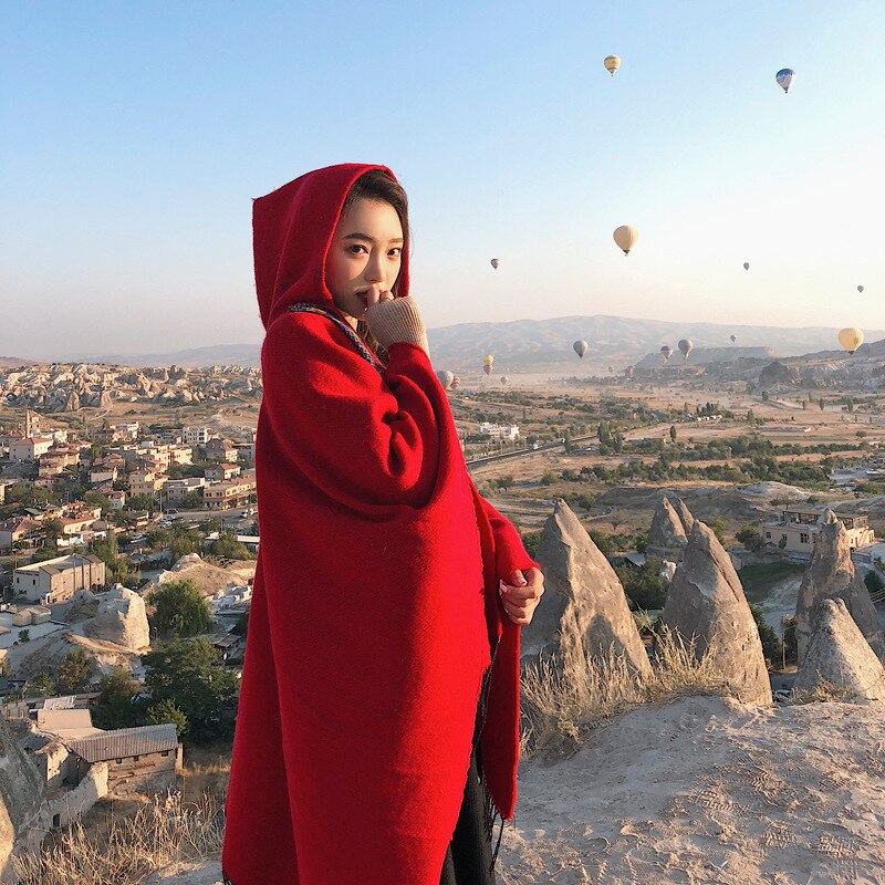 Mingjiebihuo plus size temperament dame strik behageligt varmt tykt tørklæde kvinder kvast berømthedsstil poncho