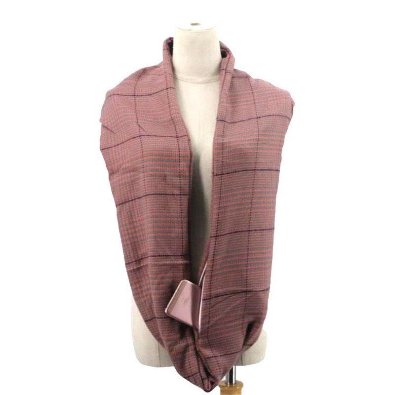 Talvineulonta ruudullinen lämmin matka infinity huivi piilotaskulla kashmir huivit naisten foulard pashmina naisten peitto