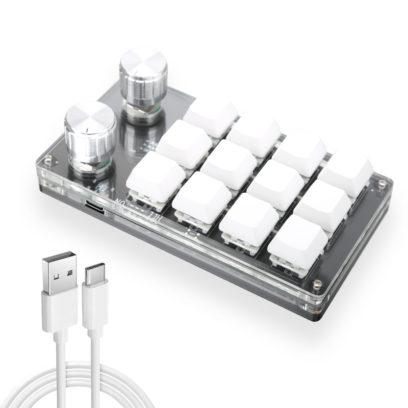 Macropad Macro Mechanische Toetsenbord Mini Gaming Aangepaste Programmeerknop Keypads Rode Schakelaar 3/4/6/12 Toetsen Voor Ps Pr Ai An: Bruin