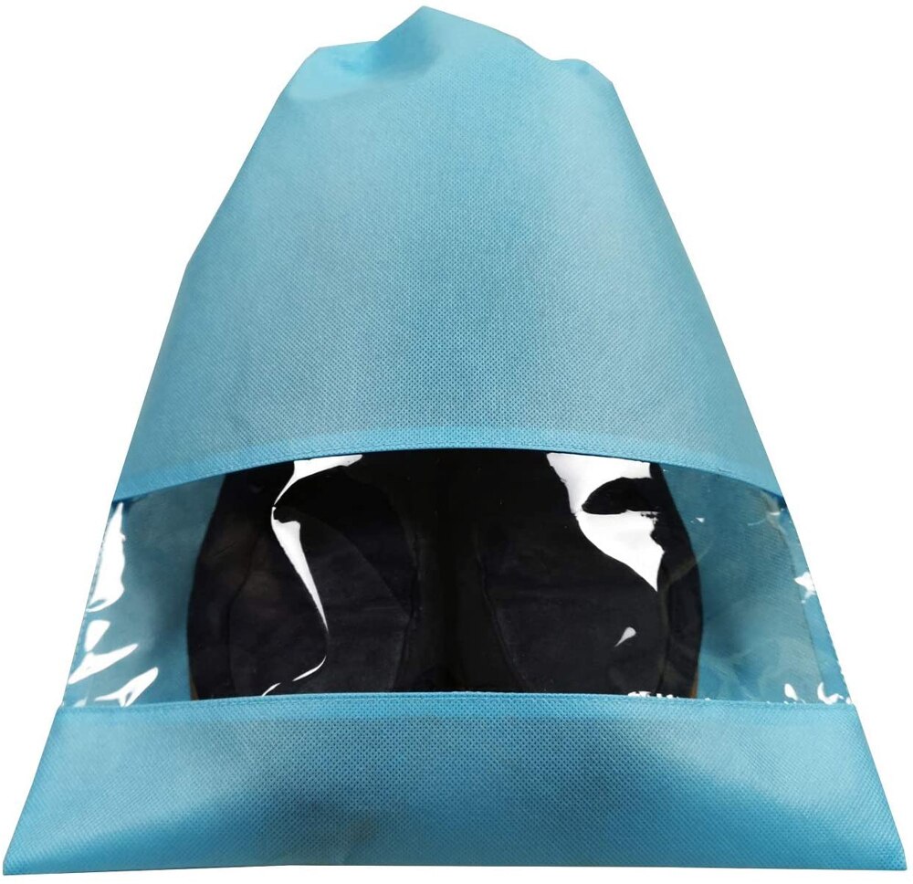 Conjunto de 5 não-tecido 19.7 "x 19.7" drawstring saco de cobertura de poeira com janela visual para bolsas bolsas sapatos: Blue