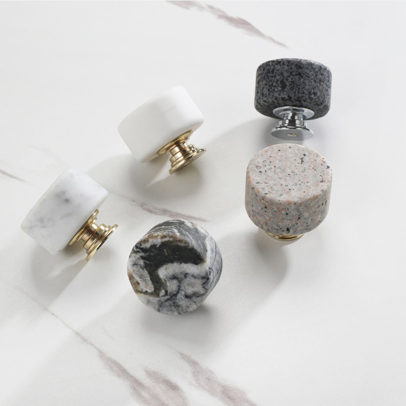 1pc Cylinder Cabinet Wardrobe Door Handle Drawer Aluminum Alloy Artificial Marble Handle