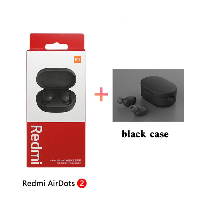 Xiaomi Redmi Airdots 2 Xiaomi Earbuds Pro 2 Tws Wireless Earphone Bluetooth 5.0 Stereo Voice Control Headsets Auto Link With Mic: black case