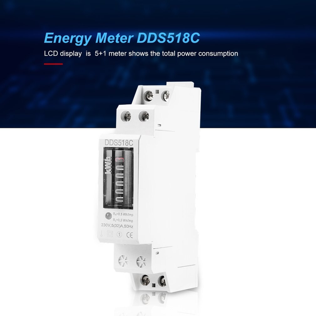 Contatore analogico monofase su guida din 18mm consumo di energia elettrica wattmetro contatore di energia watt kWh 5-32A AC 230V