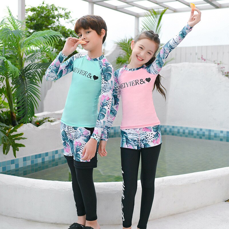 Children Swimsuit Baby Girl Swimsuit Three Piece Long Sleeve Swimsuit Quick Dry Diving Suit Swimming Suit Surfing Swimsuits