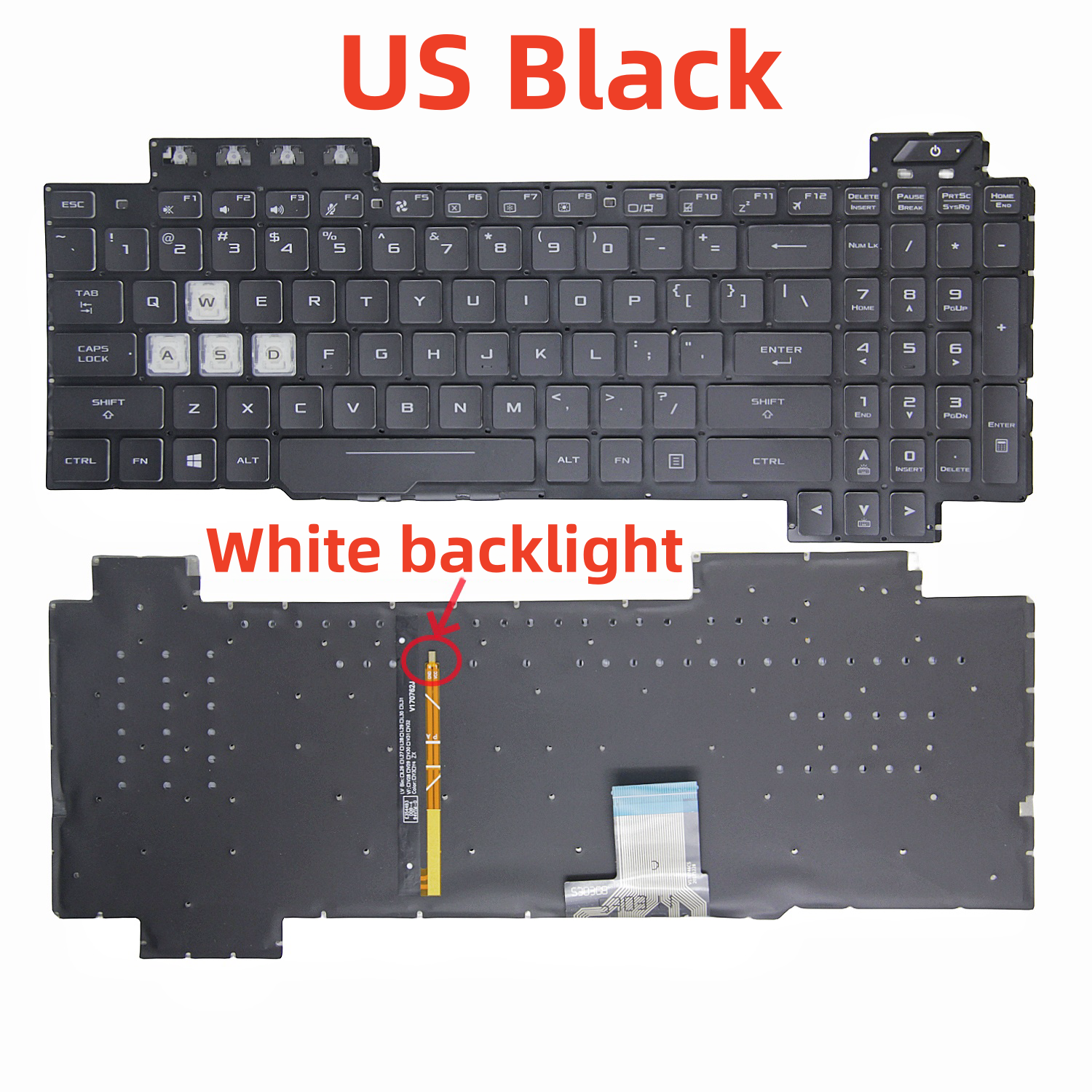 100 % neue uns/SP/RU-Tastatur für Asus Tuf FX80 FX86 FX95 FX505 FX504 FX705 ZX80G FZ80 FX80G GL703G Englische Laptop-Tastatur mit Hintergrundbeleuchtung: Silber