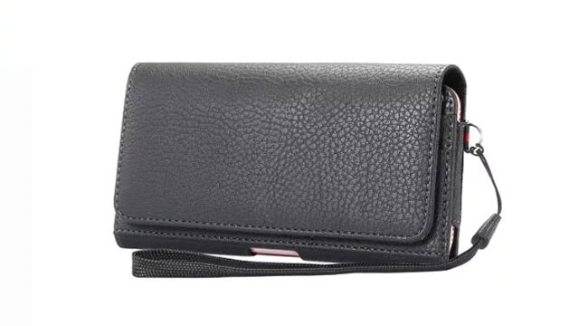Correa de mano al aire libre hombre cinturón Clip teléfono móvil funda bolsas tarjeta bolsa para Huawei Ascend GX1, Meizu m3 Max, ZTE Zmax Pro, Zmax: Size E Black Color