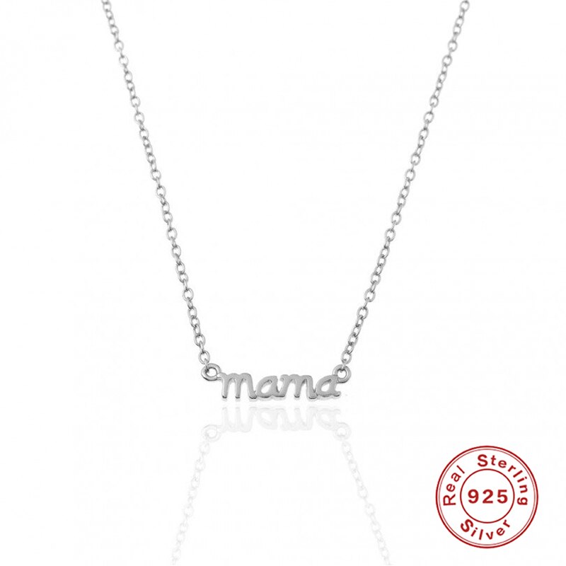 925 colar de prata esterlina colares pingente para mulher mãe senhoras minimalista mãe carta colares dia da mãe presente aniversário: silver color