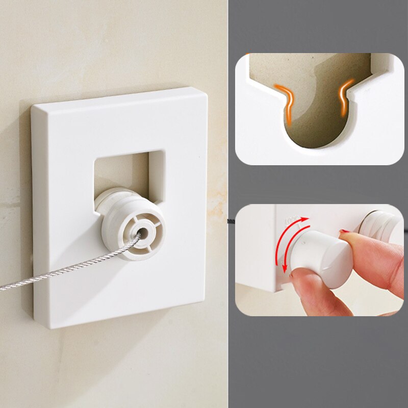 Indoor Outdoor Retractable Laundry Clothesline Wall Hanging Stretch Washing Clothes Line Shrinking Balcony Invisible Line