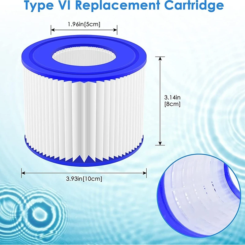 1/2/4 Stück Ersatz-Schwimmbadfilter für Bestway Flowclear Größe VI SI Filterkartusche Lay-Z-Spa – Miami Vegas Palm Spring: Rot