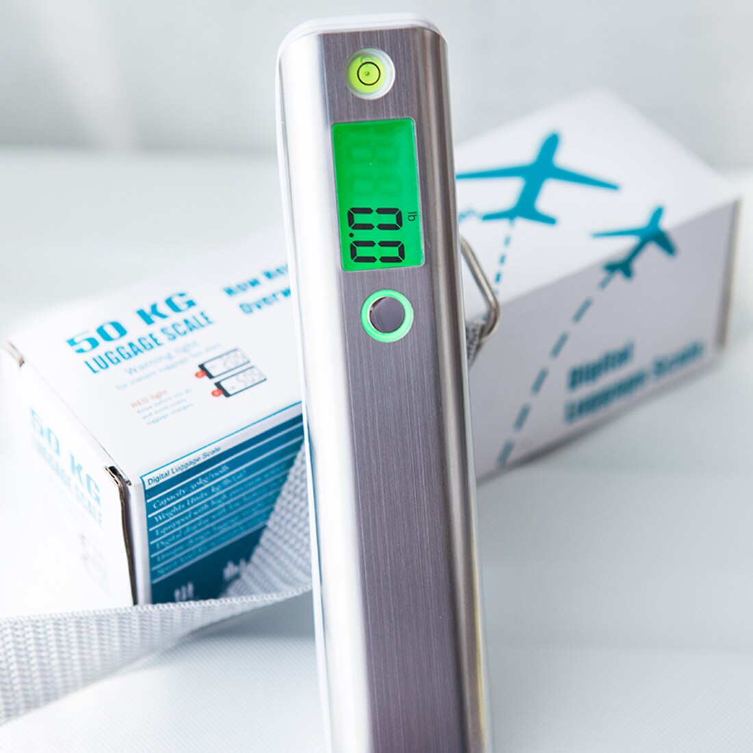 50kg/110Lbs Luggage Scale with Handy Bubble Level and Tape Measure For Traveler Electronic Balance Baggage Weight Scale