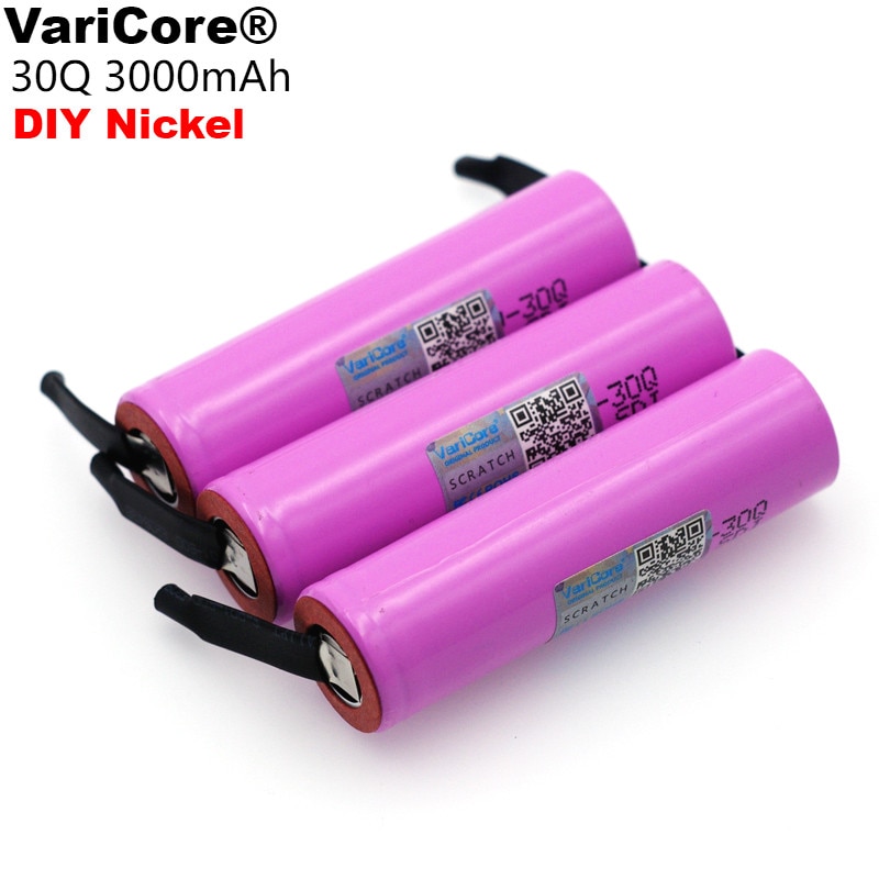 VariCore-batería recargable ICR18650 30Q, 100% mAh, li-lon, bricolaje, níquel, 3000 Original