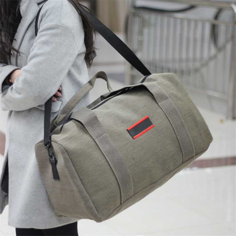 Lærred teenager drenge rejsetasker bære bagage tasker taske rejsetaske stor kapacitet mandlige håndtasker weekend taske natten over: Khaki