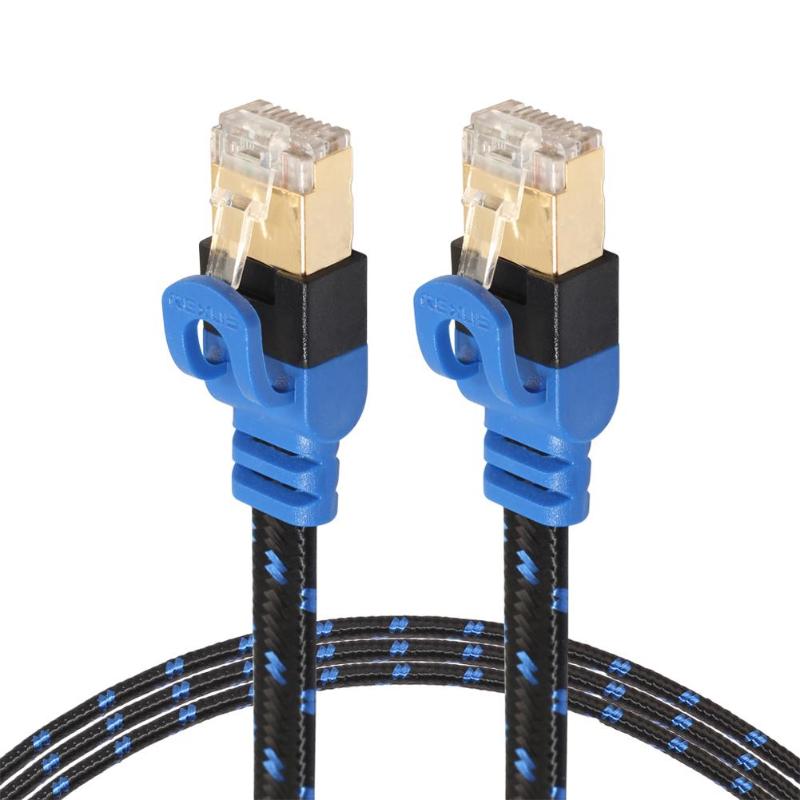 Cat7 Ethernet Kabel RJ45 Lan Kabel Netwerk Cat6 Platte Kabel Dual Interface Vergulde Connector Voor Router 1M/2M/3M/5M/10M/15M