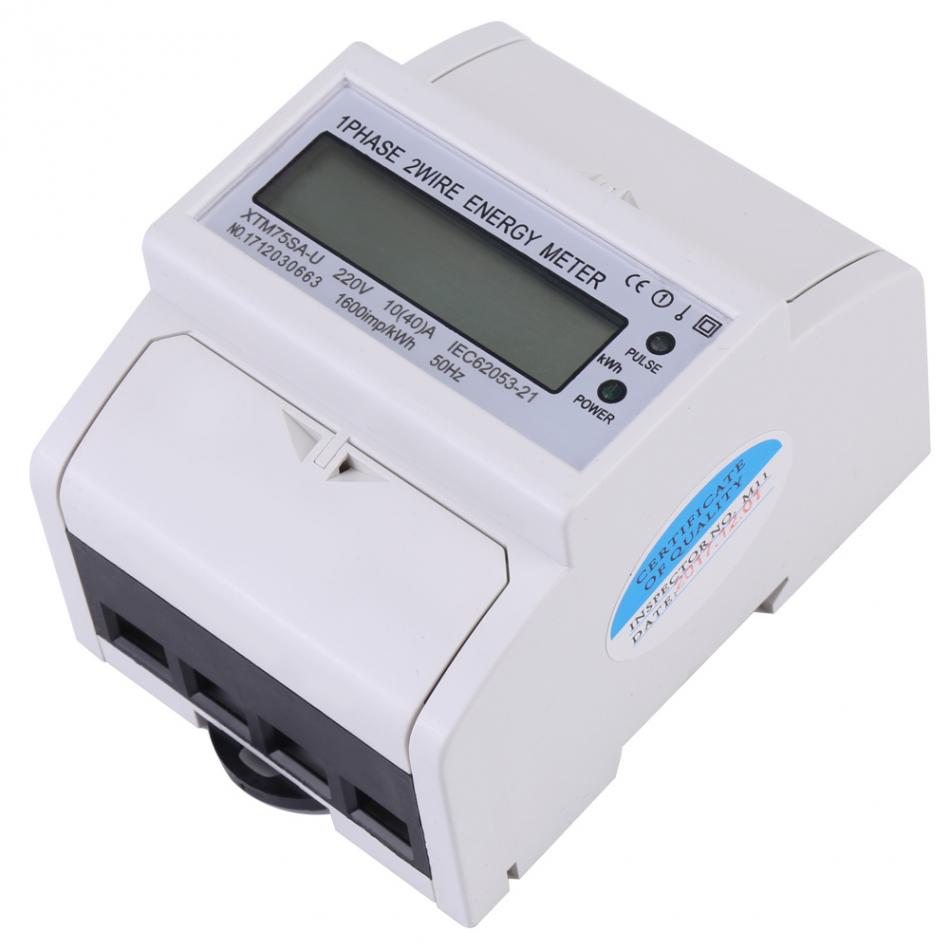 Digital LCD Single-phase Din Rail Electric Meter 10-40A Energy Meter Electronic KWh Meter AC 220V