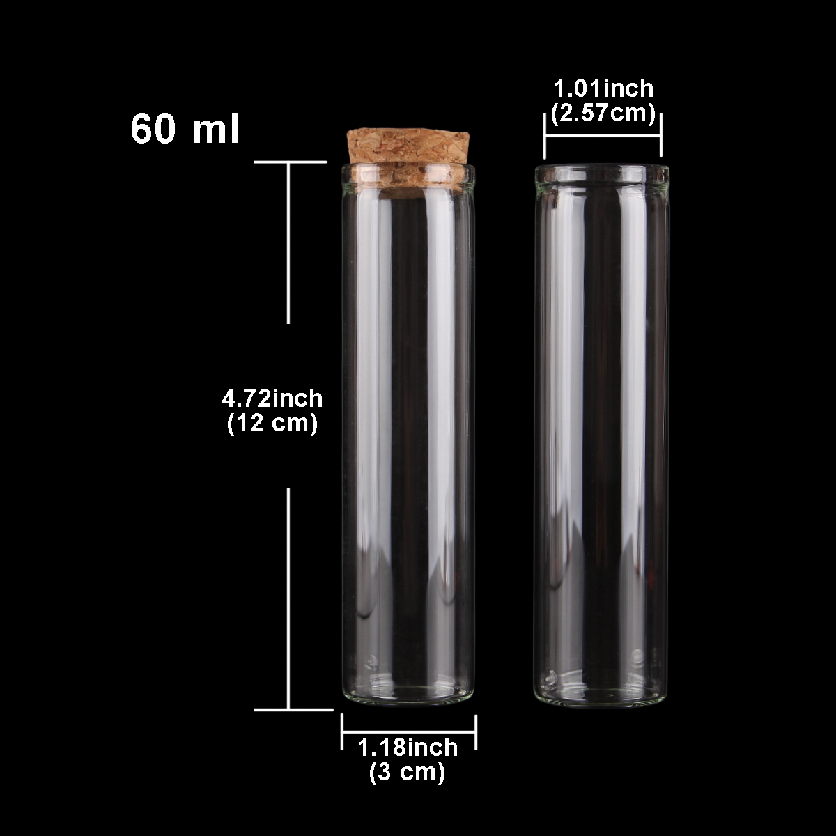15ml/25ml/30ml/35ml/40ml/45ml/50ml/55ml/60ml/80ml/100ml små provrör i glas med korkpropp flaskor burkar injektionsflaskor 24 st: 60ml(30 x 120mm)