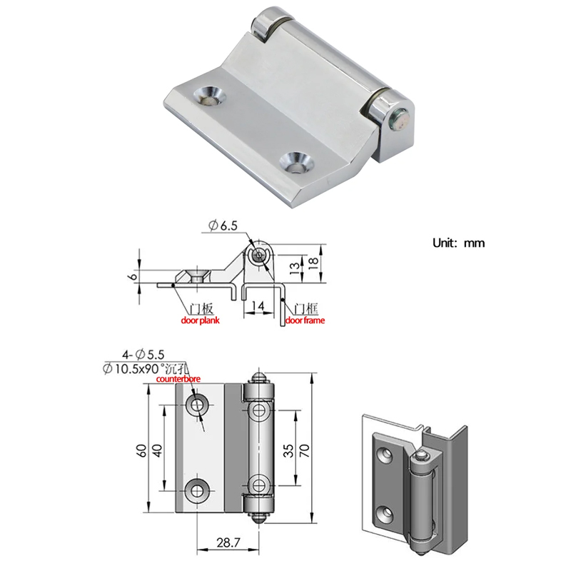 Bisagra desmontable de equipo de máquina ecológica Industrial para puertas de gabinetes de maquinaria, aleación de zinc o acero inoxidable: Bronce