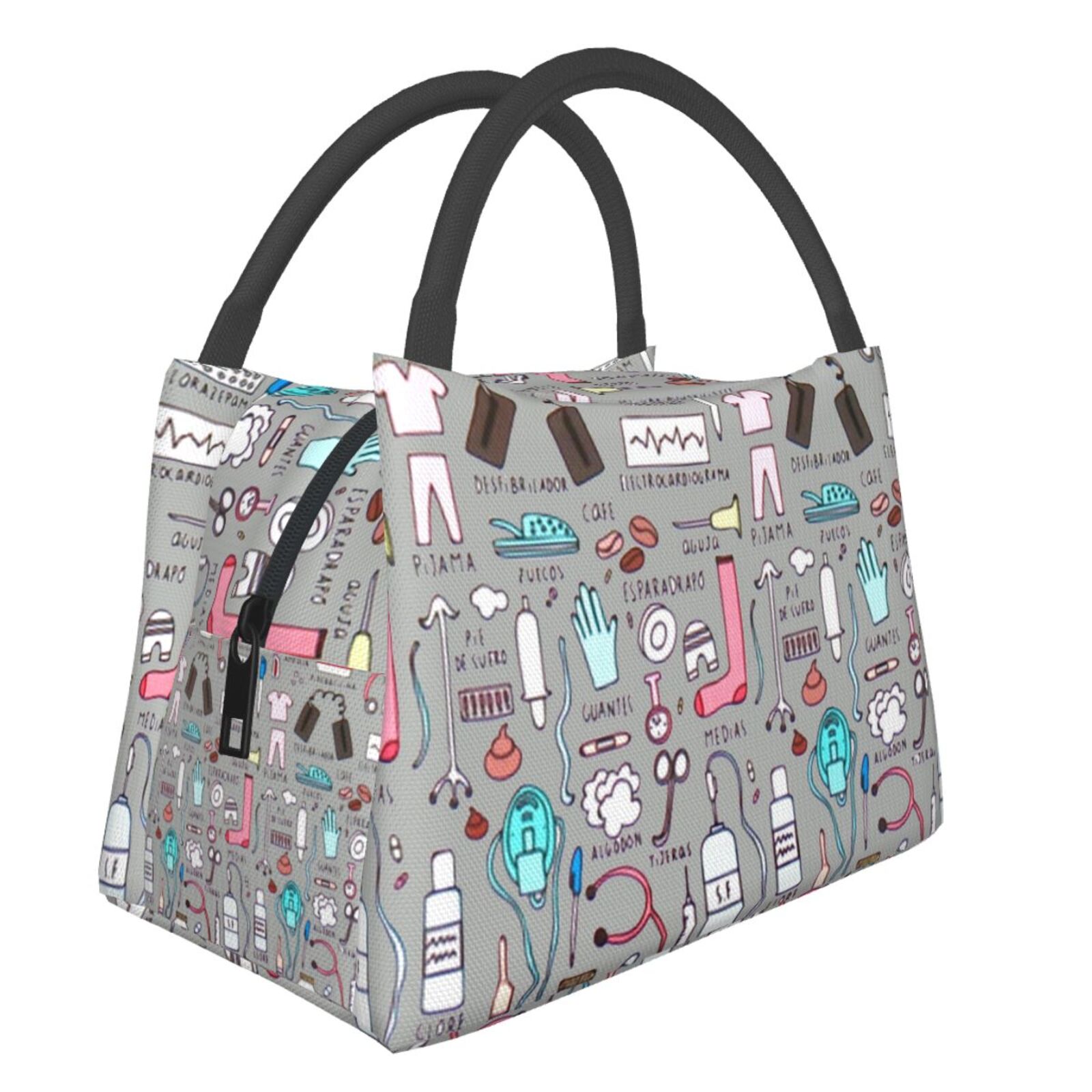 Leuke Roze Verse Koeltassen Verpleegkundige Print Waterdichte Oxford Doek Draagbare Rits Thermische Lunch Tassen Voor Vrouwen Lunch Voedsel Zakken: 448603272